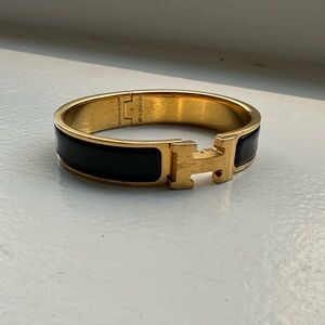 Hermes Clic H Black Gold Bangle